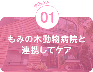 POINT01　もみの木動物病院と連携してケア